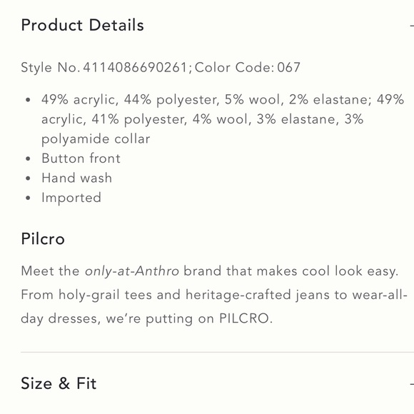 PILCRO by ANTHROPOLOGIE Brushed Cardigan Sweater, Peach, NWT, Size XXS - Picture 6 of 6